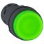 Picture of Monolithic illuminated push button, Harmony XB7, plastic, green, 22mm, integral LED, spring return, 230...240V AC, 1NO