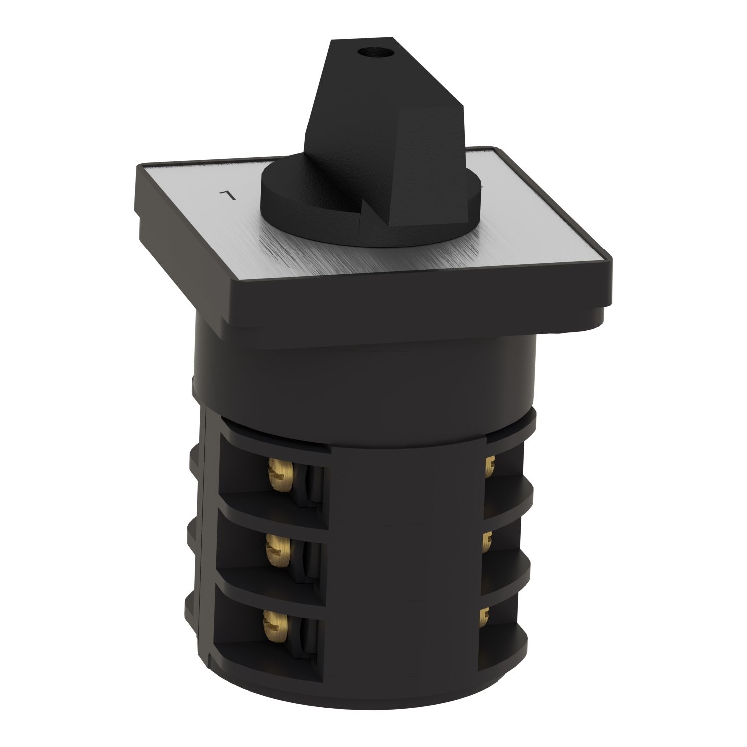 Picture of Cam changeover switch, Harmony K, front mounting, plastic, 3 poles,position 0 30 degree, 63A, 64x64mm front plate marqued 1/0/2