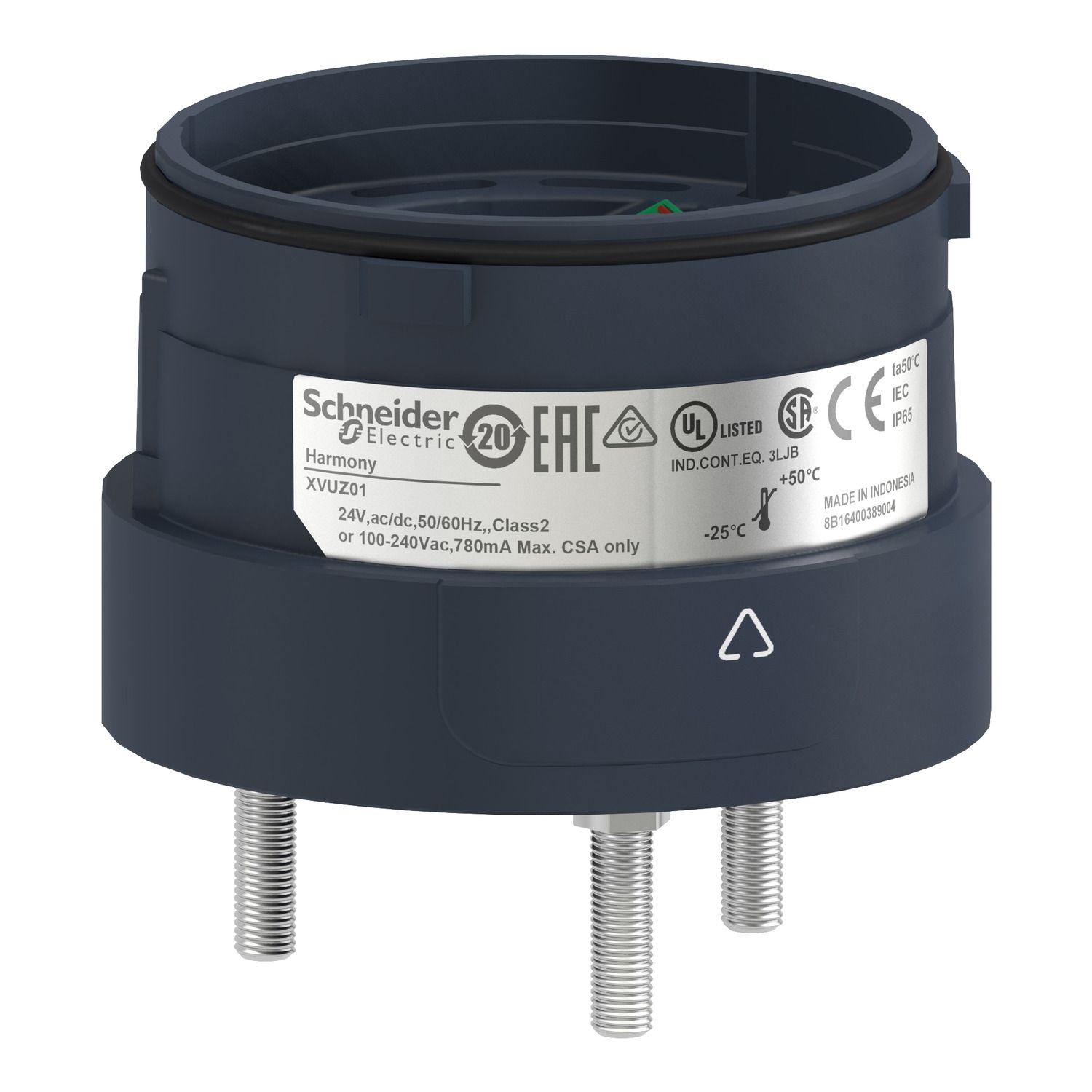 Picture of Fixing unit for modular tower lights, Harmony XVU, black, 60mm, 3 pins direct mounting