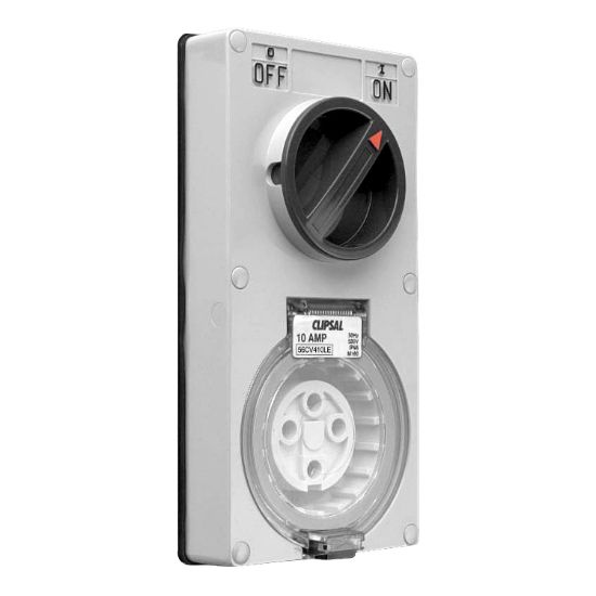 Picture of SWITCHED SOCKET VERTICAL IP66 4 pin 10 A LESS ENCLOSURE