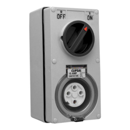 Picture of Switched Socket, Clipsal - 56 Series, Vertical 4Pin 16A Hi Cycl