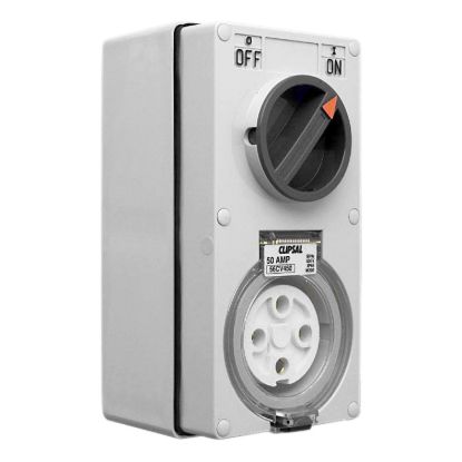Picture of Switched Socket Outlet, Clipsal - 56 Series, 500V, 50A, 4 Round PIN, IP66, 3 Pole, Vertical