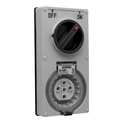 Picture of Switched Socket, Clipsal - 56 Series, Vertical IP66 5 PIN 20A Less Enclosure