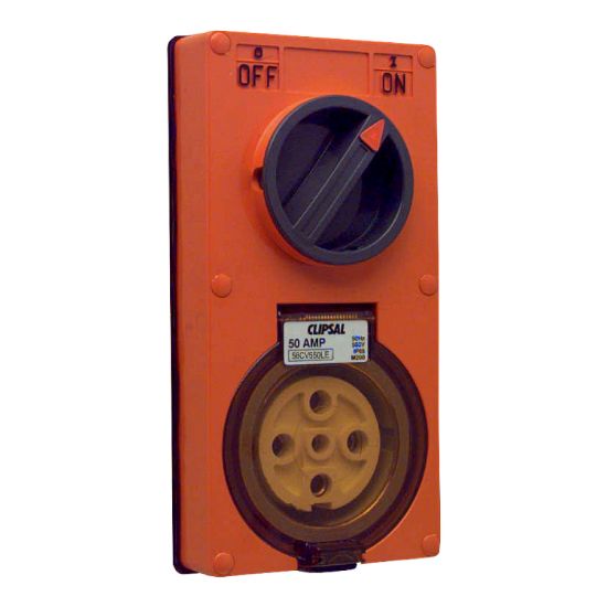 Picture of Switched Socket, Clipsal - 56 Series, Vertical IP66 5 PIN 50A Less Enclosure