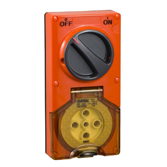 Picture of Switched Socket, Clipsal - 56 Series, Vertical IP66 5 PIN 50A Less Enclosure