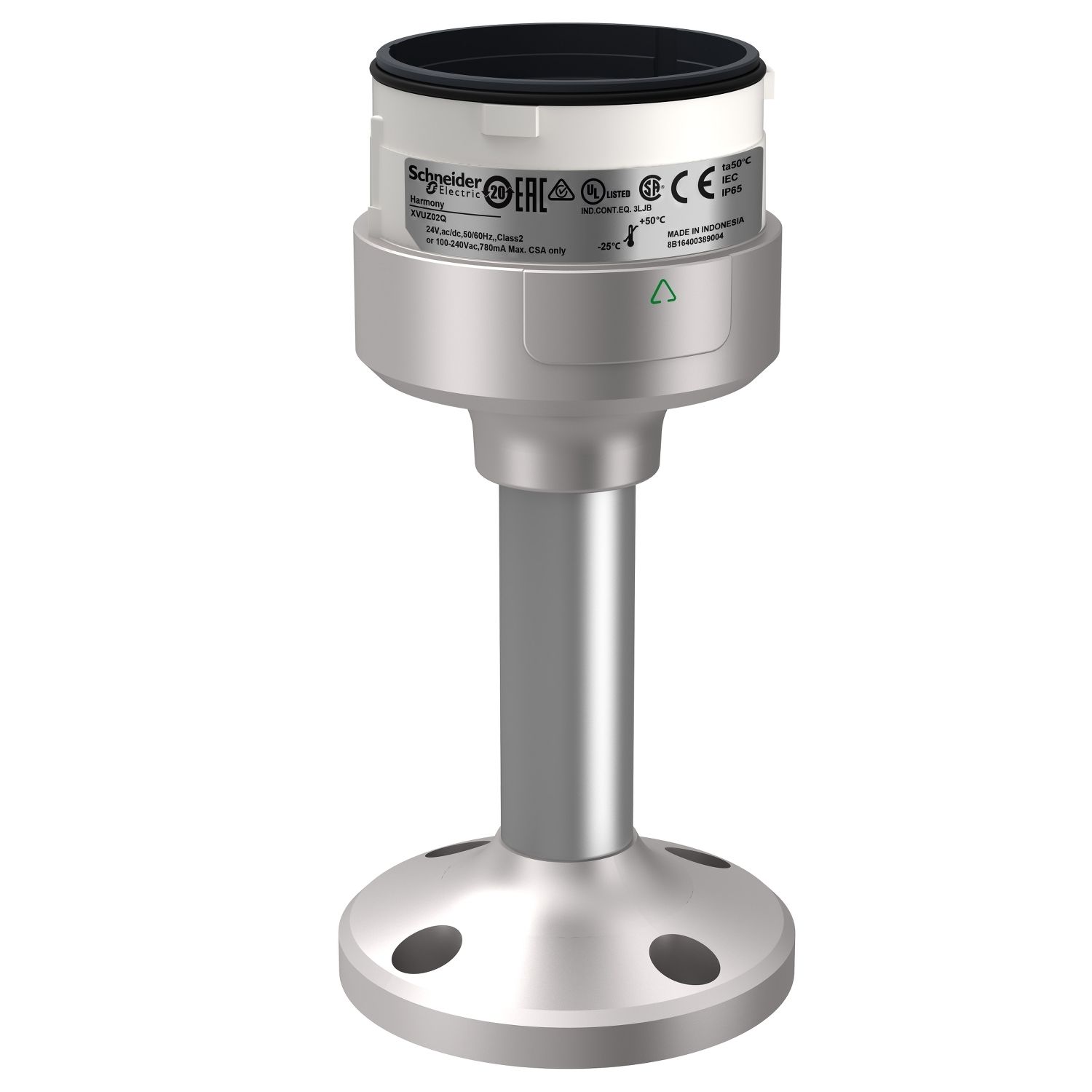 Picture of Fixing plate with 100mm aluminium pole for modular tower lights, Harmony XVU, silver, 60mm