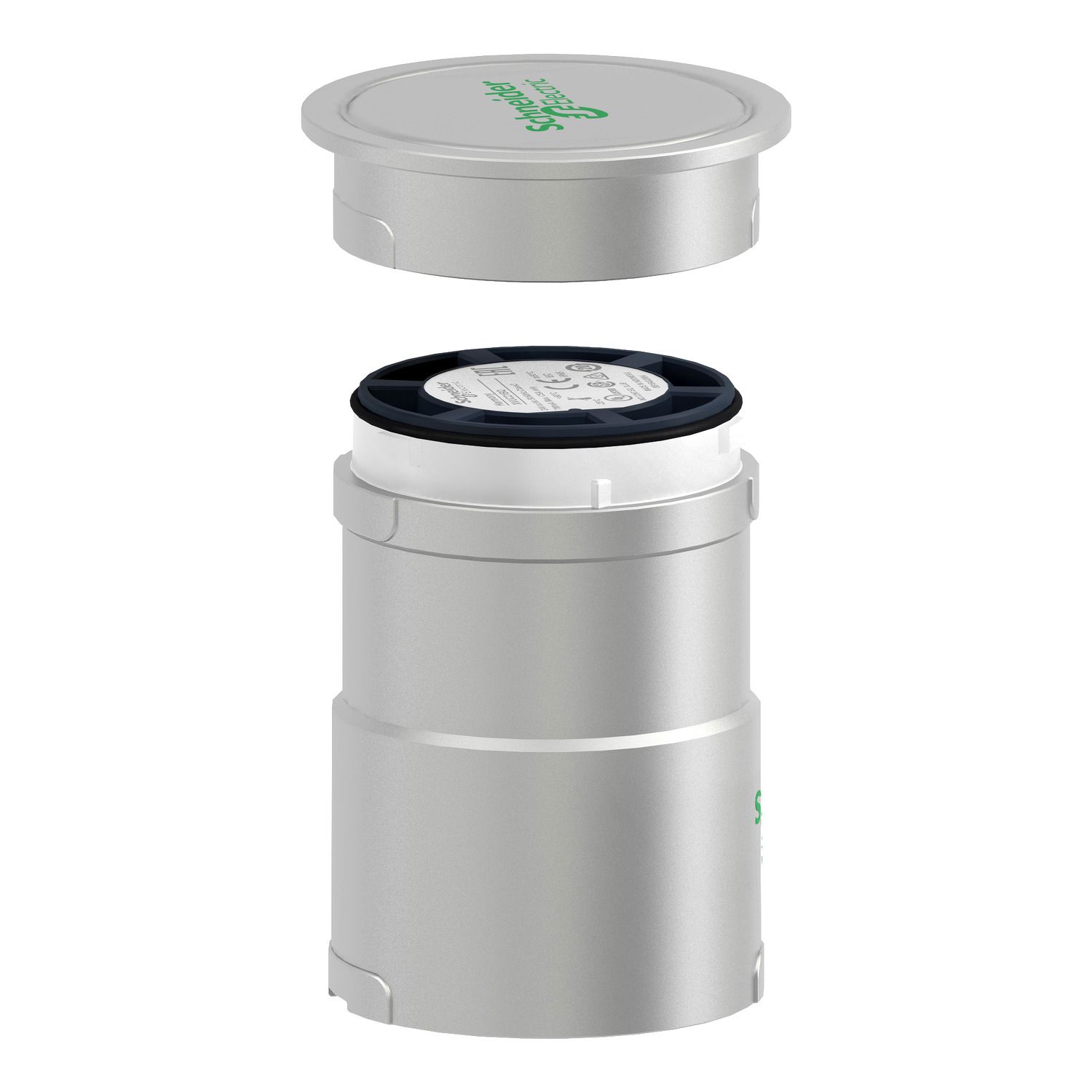 Picture of Base unit with top cover for modular tower lights, Harmony XVU, silver, 60mm, 24V AC DC