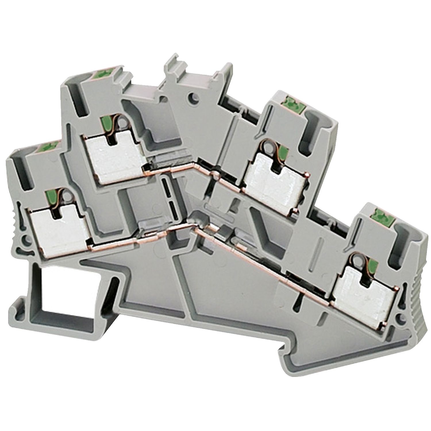 Picture of Terminal block, Linergy TR, push-in type, feed through, 2 level, 4 points, 2.5mm², grey, set of 50