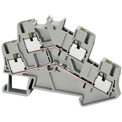 Picture of Terminal block, Linergy TR, push-in type, feed through, 2 level, 4 points, 2.5mm², grey, set of 50
