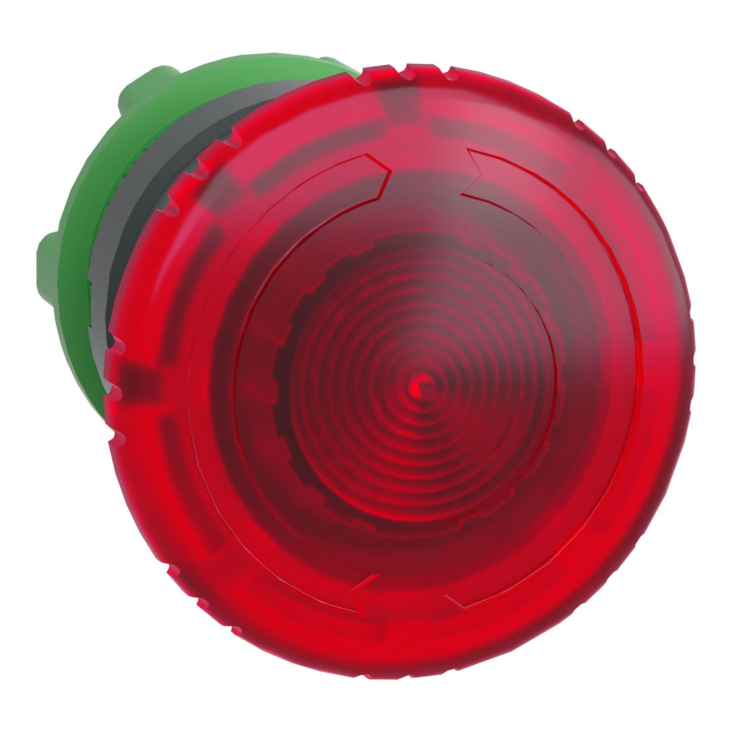 Picture of Head for illuminated emergency switching off push button, Harmony XB5, plastic, red mushroom 40mm, 22mm, universal LED, turn to release