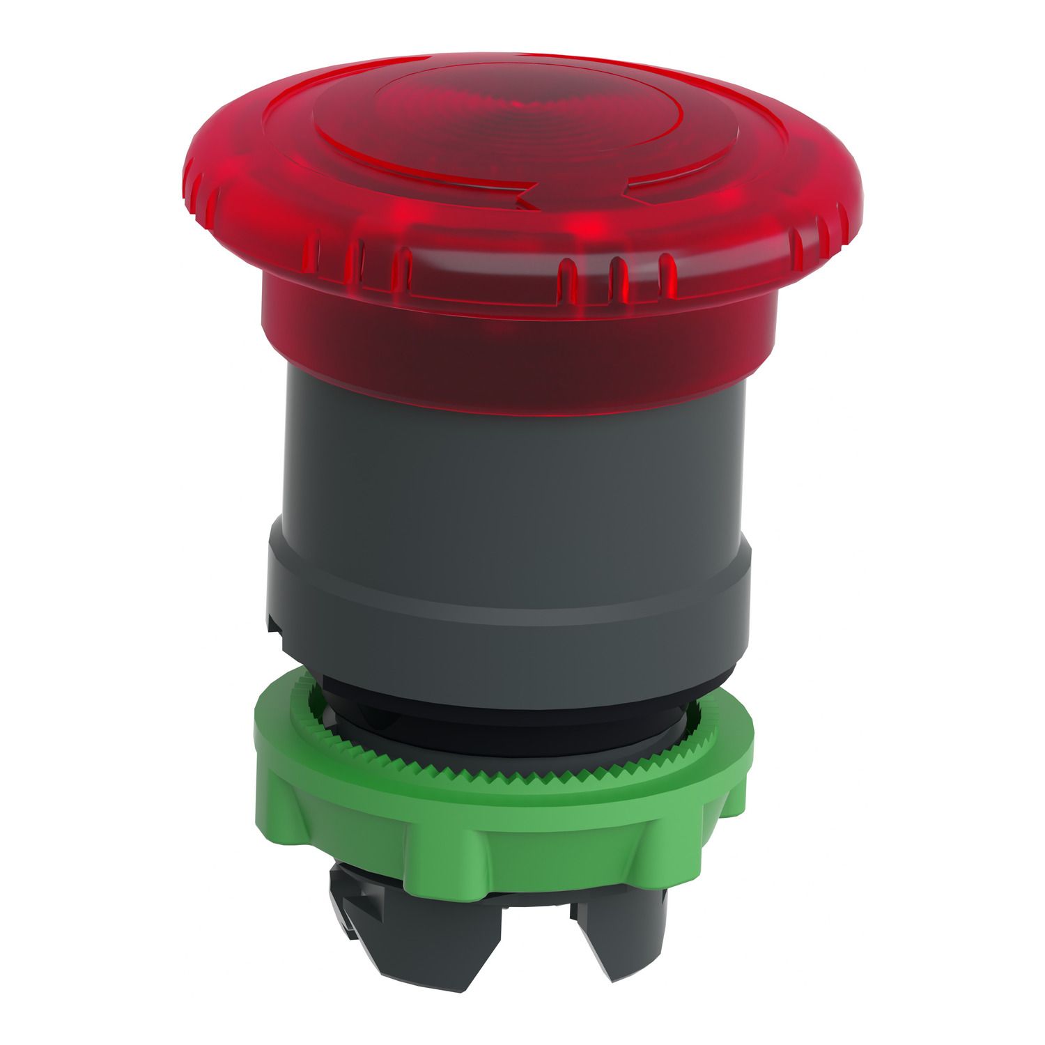Picture of Head for illuminated emergency switching off push button, Harmony XB5, plastic, red mushroom 40mm, 22mm, universal LED, turn to release
