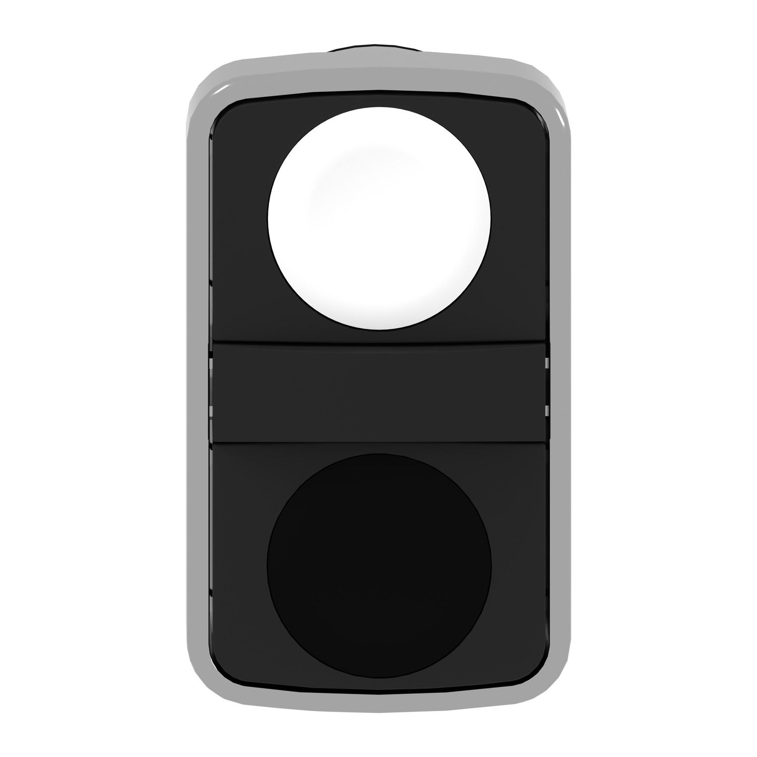 Picture of Head for double headed push button, Harmony XB4, metal, 22mm, 1 white flush unmarked+1 black flush unmarked