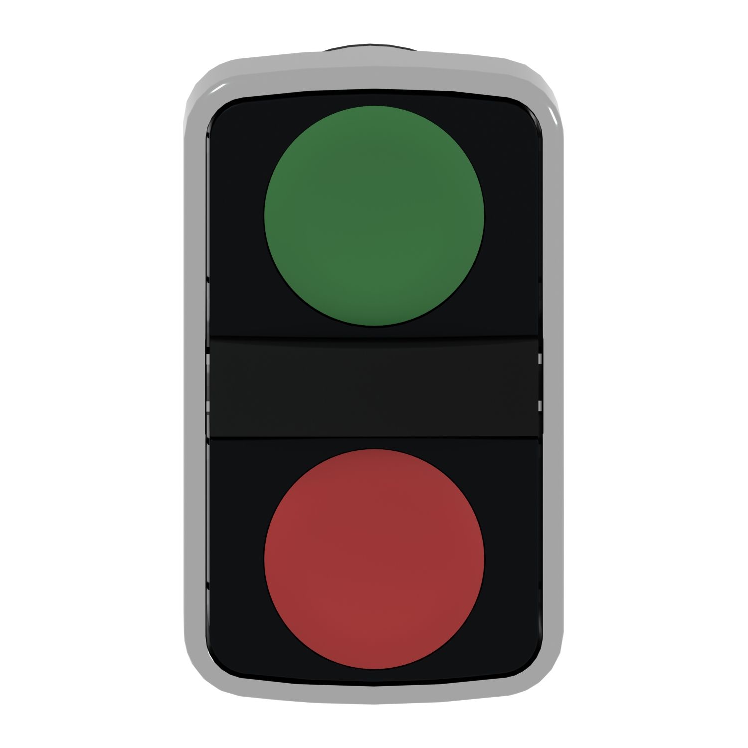 Picture of Head for double headed push button, Harmony XB4, metal, 22mm, 1 green flush unmarked+1 red flush unmarked