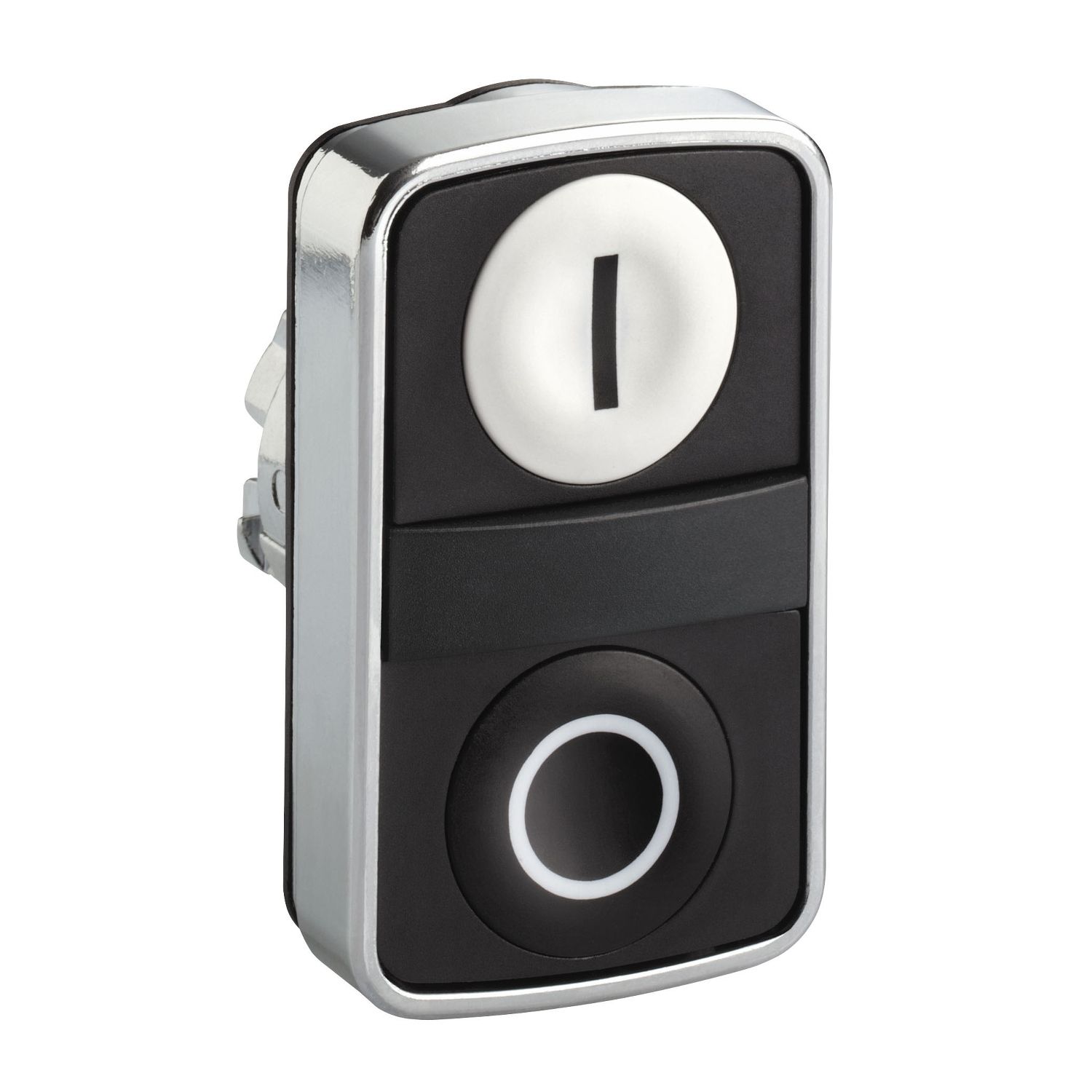 Picture of white flush/black flush double-headed pushbutton Ø22 with marking