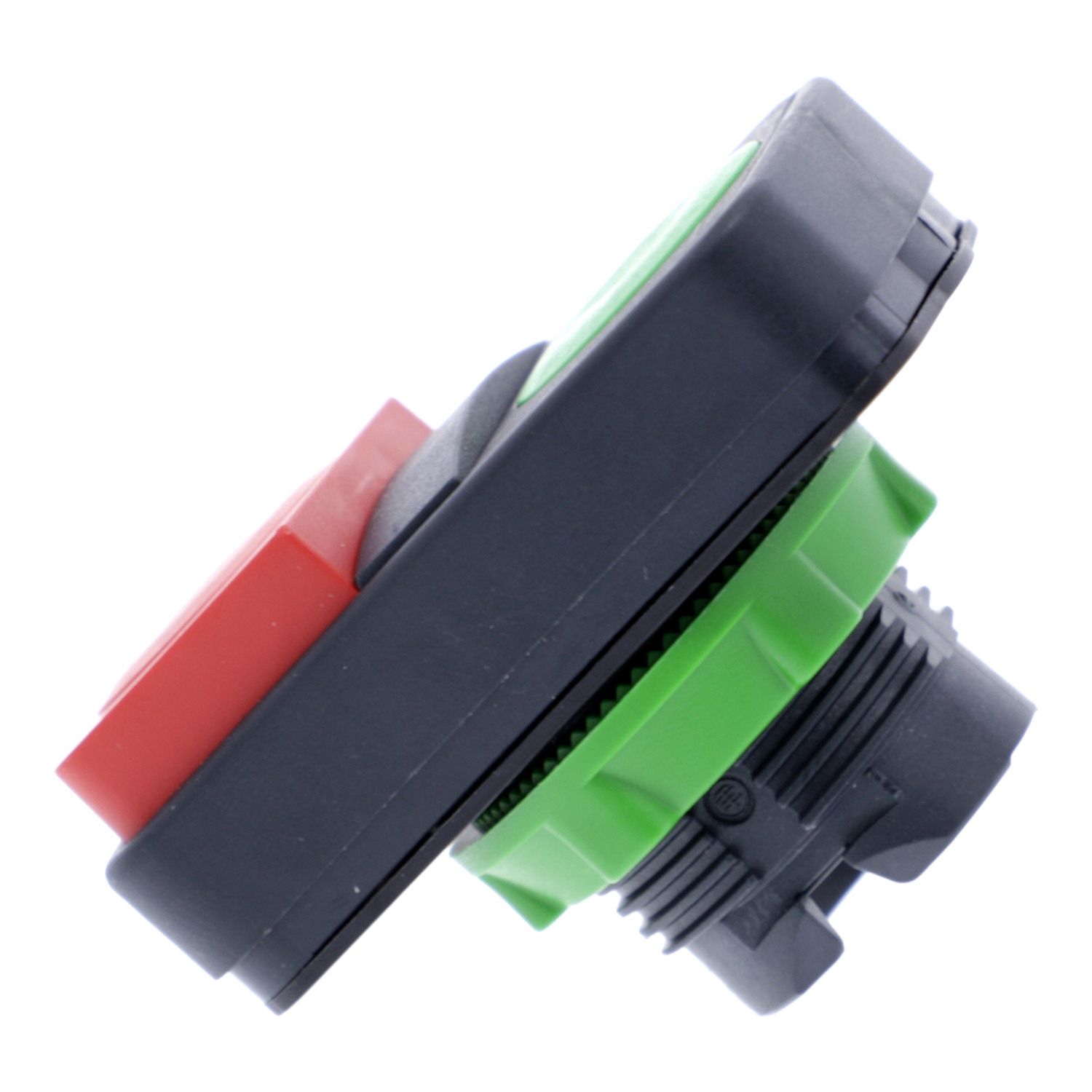 Picture of Head for double headed push button, Harmony XB5, plastic, 22mm, 1 green flush marked I + 1 red projecting marked O
