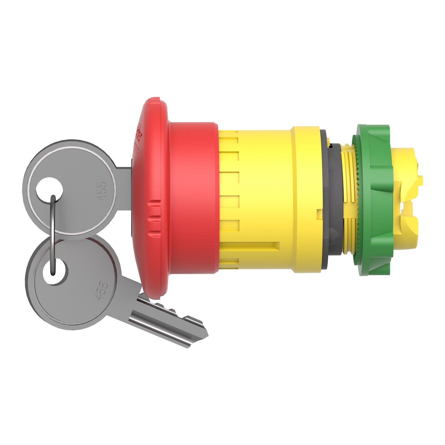 Picture of Emergency stop head, Harmony XB5, switching off, plastic, red mushroom 40mm, 22mm, trigger latching key release