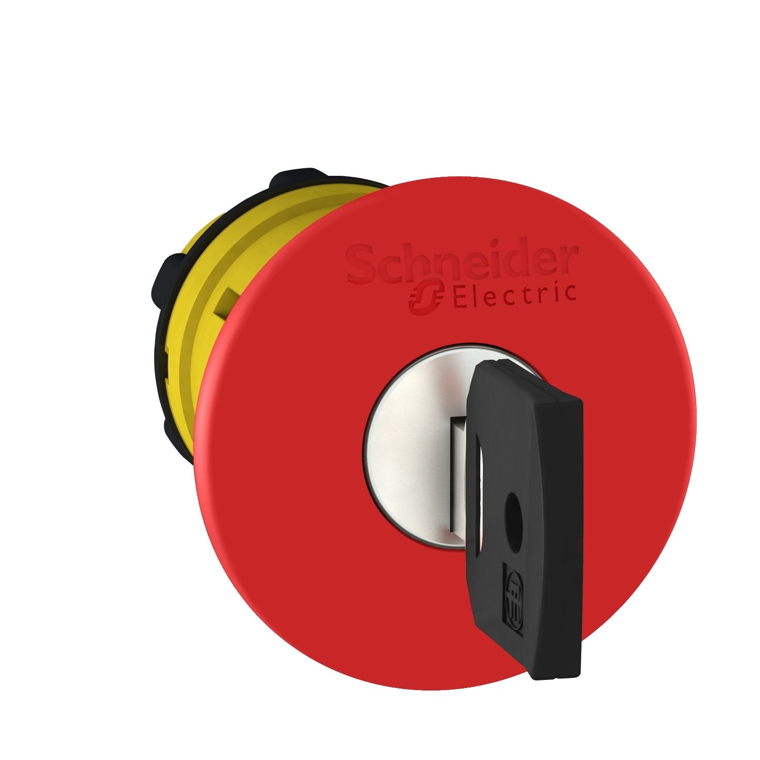 Picture of Head for emergency stop push button, Harmony XB5, switching off, plastic, red mushroom 40mm, 22mm, trigger/latching key release, key 458A