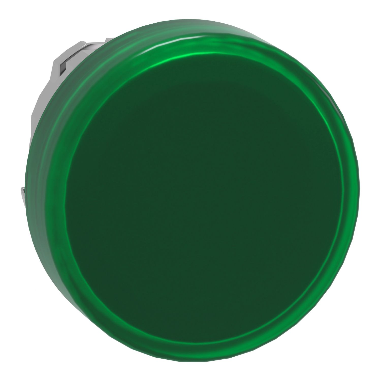 Picture of Head for Pilot light, Harmony XB4, metal, green, 22mm, universal LED, plain lens