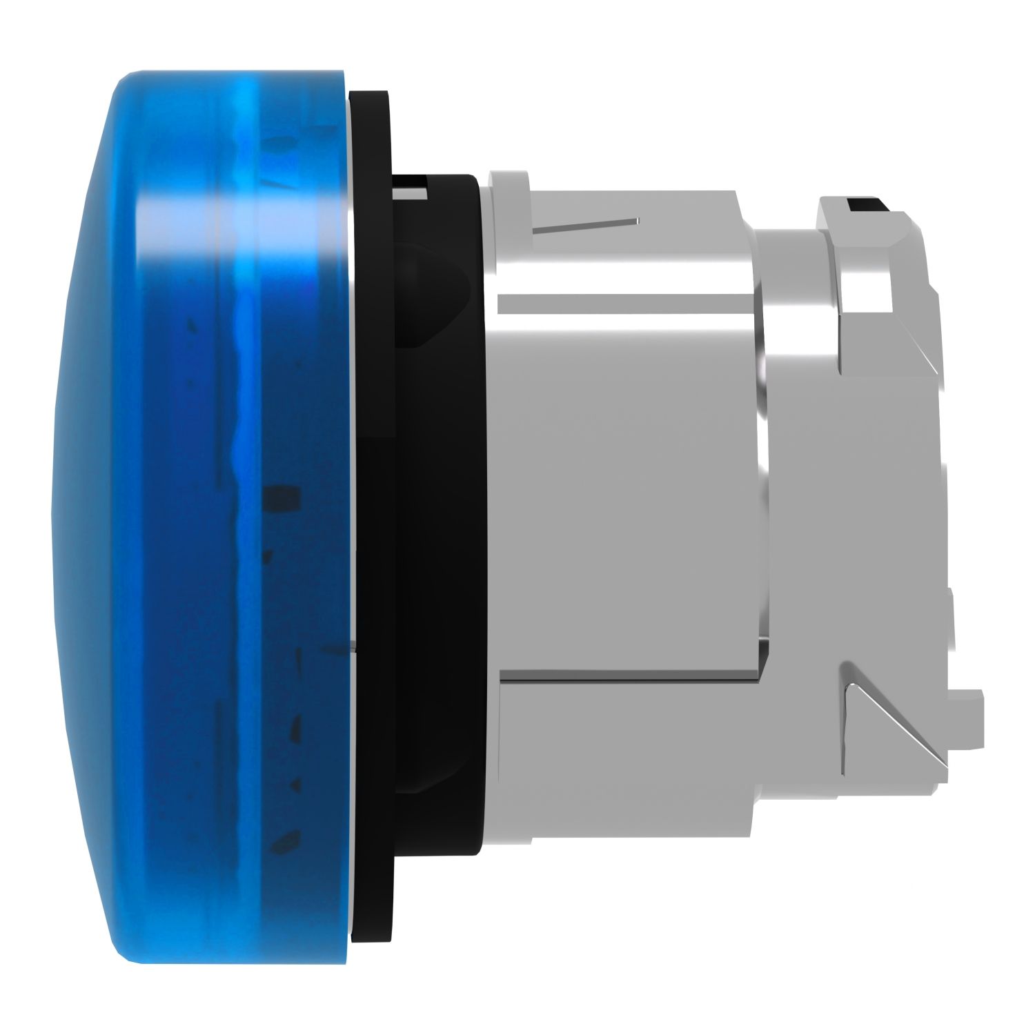 Picture of Head for Pilot light, Harmony XB4, metal, blue, 22mm, universal LED, plain lens