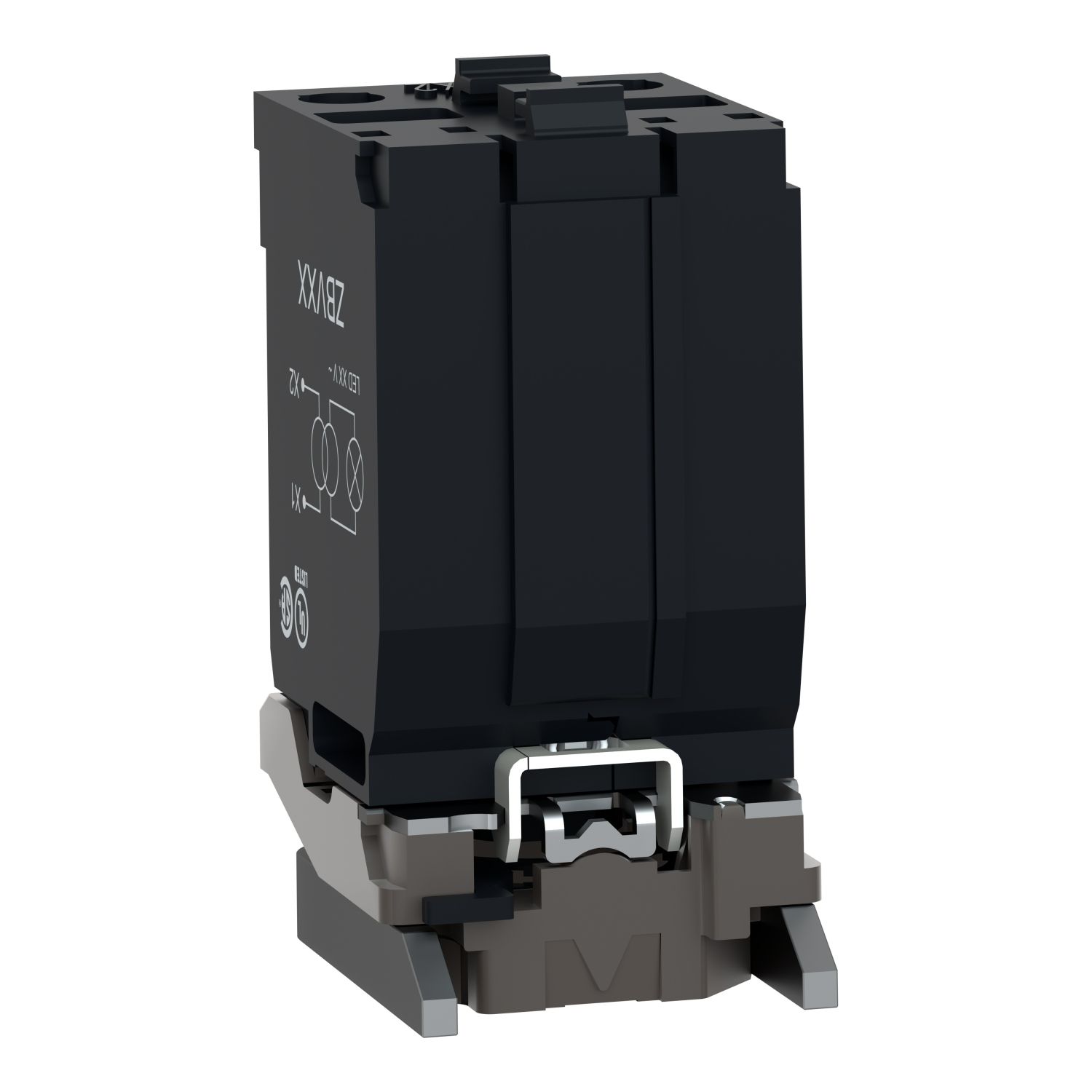 Picture of Light block with body fixing collar, Harmony XB4, metal, with BA9s bulb, 110...120V AC