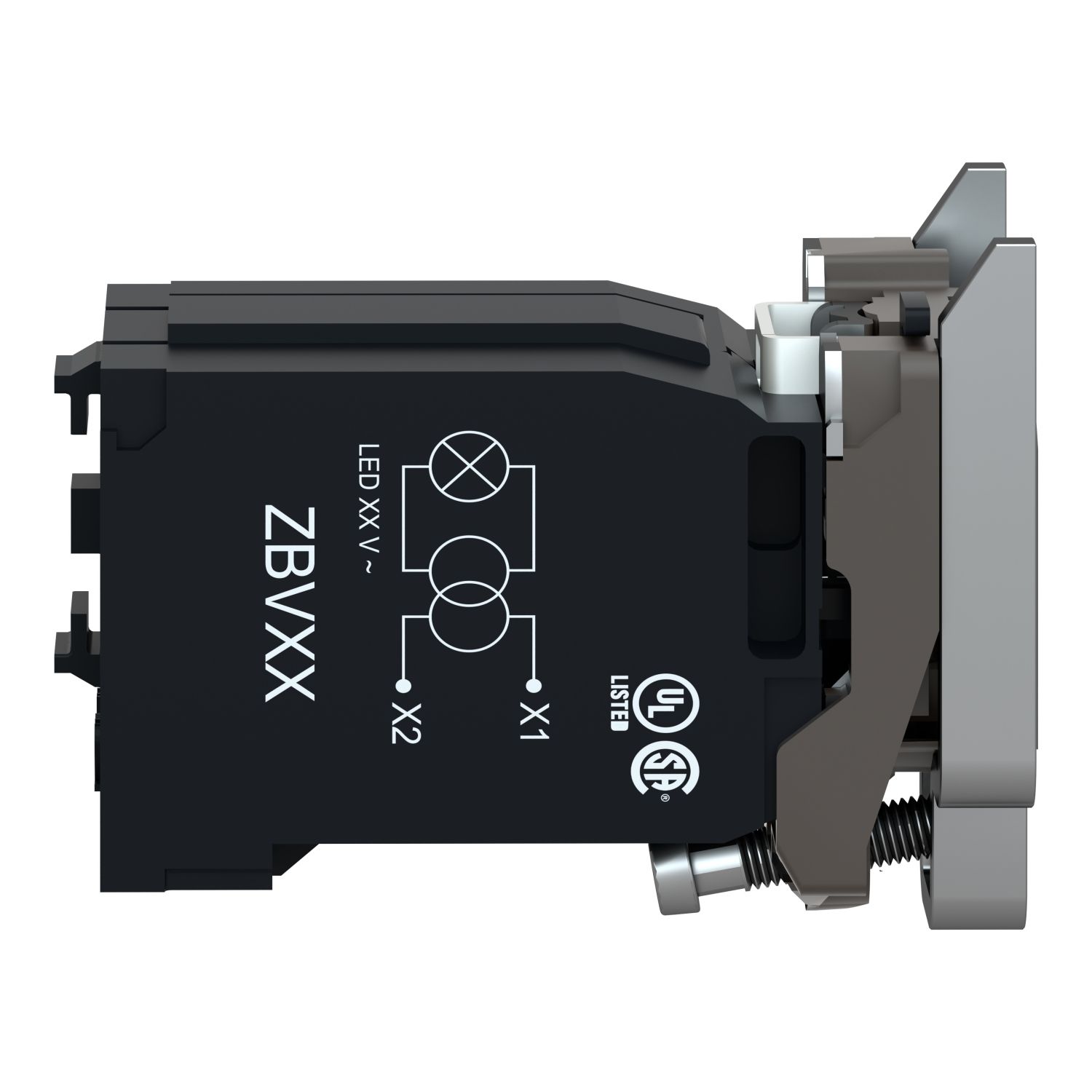 Picture of Light block with body fixing collar, Harmony XB4, metal, with BA9s bulb, 110...120V AC