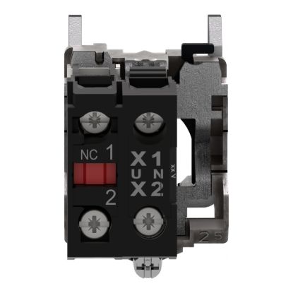 Picture of Complete body/contact assembly and light block, Harmony XB4, universal LED, body/fixing collar, 1NC, 230...240V