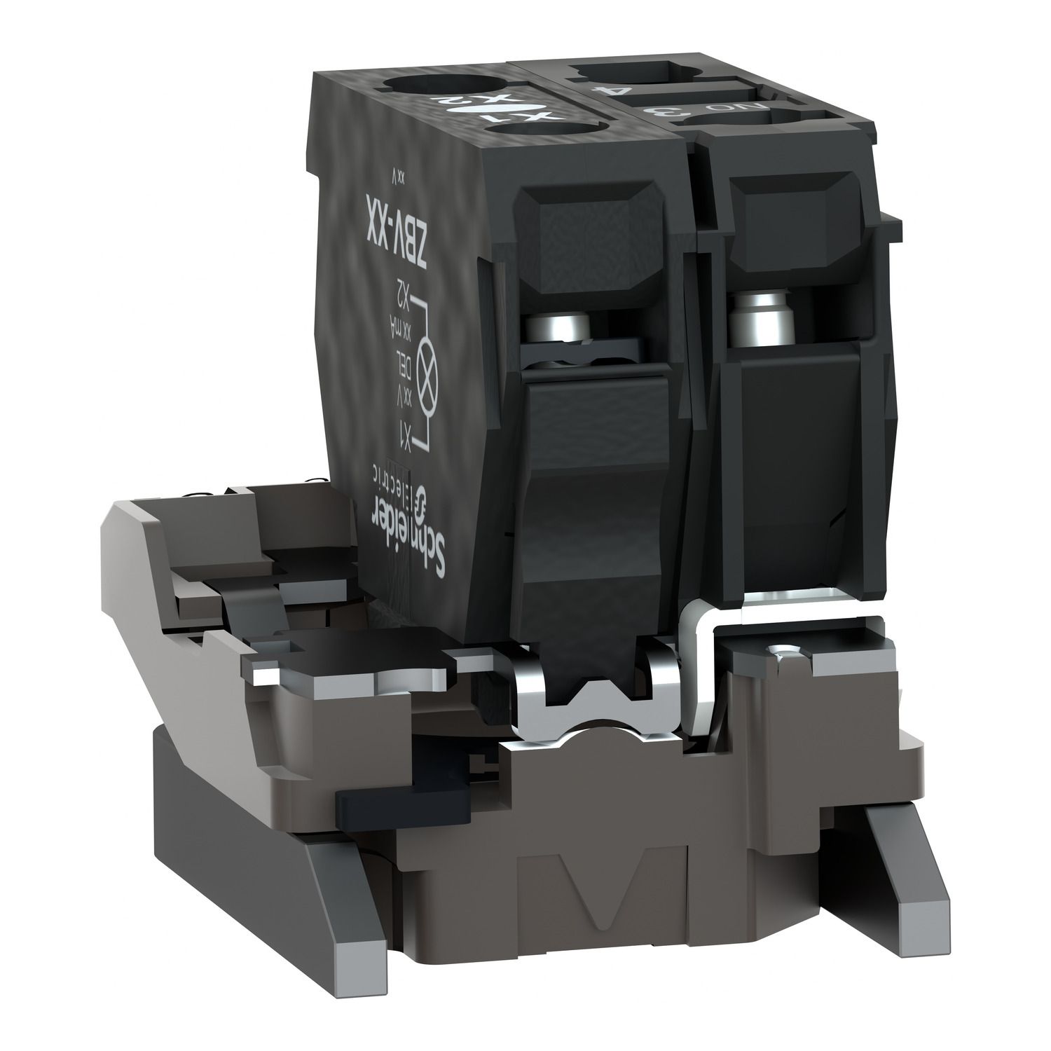 Picture of Light block with body fixing collar, Harmony XB4, metal, for BA9s bulb, lt 250V, 1NO