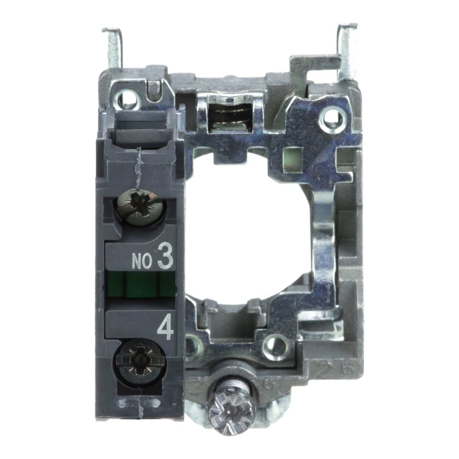 Picture of Single contact block with body fixing collar, Harmony XB4, metal, screw clamp terminal, 1NO