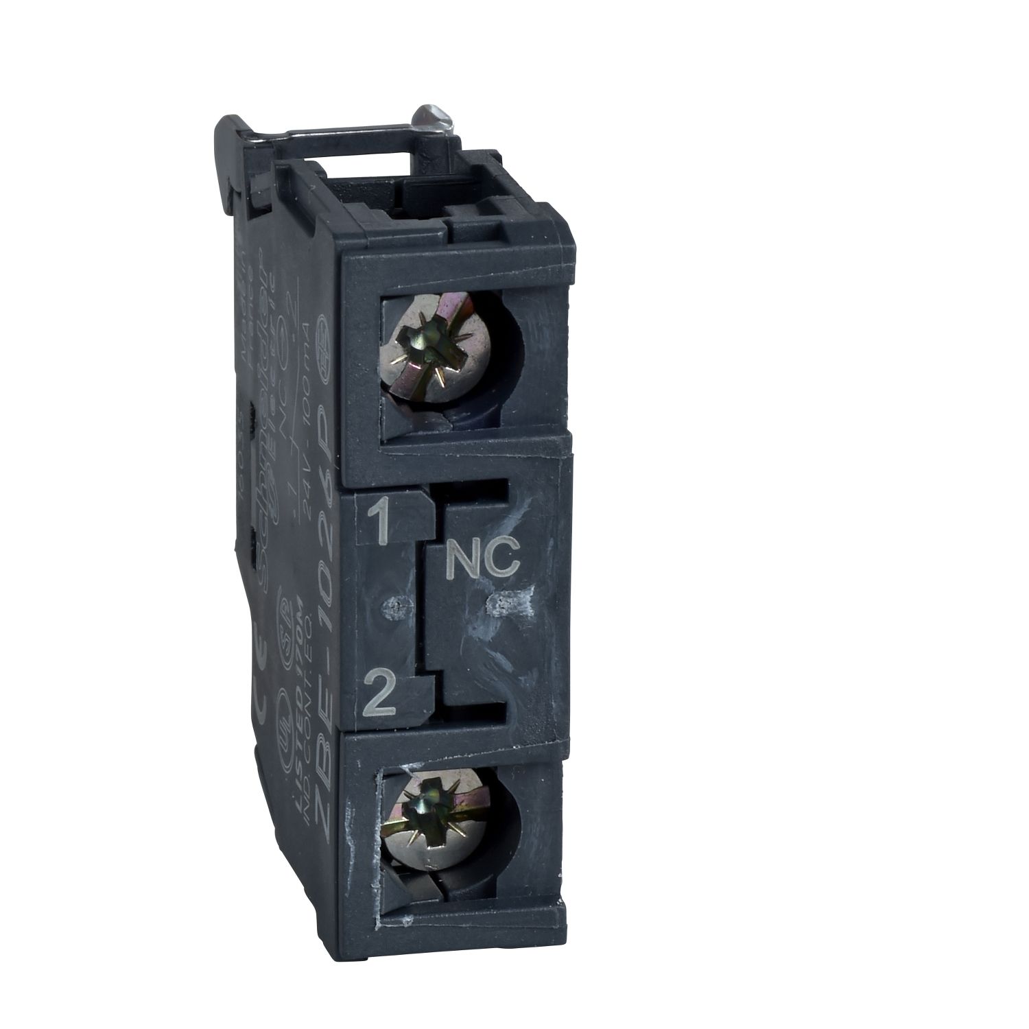 Picture of Single contact block, Harmony XB4, silver alloy, gold flashed, screw clamp terminal, 1NC