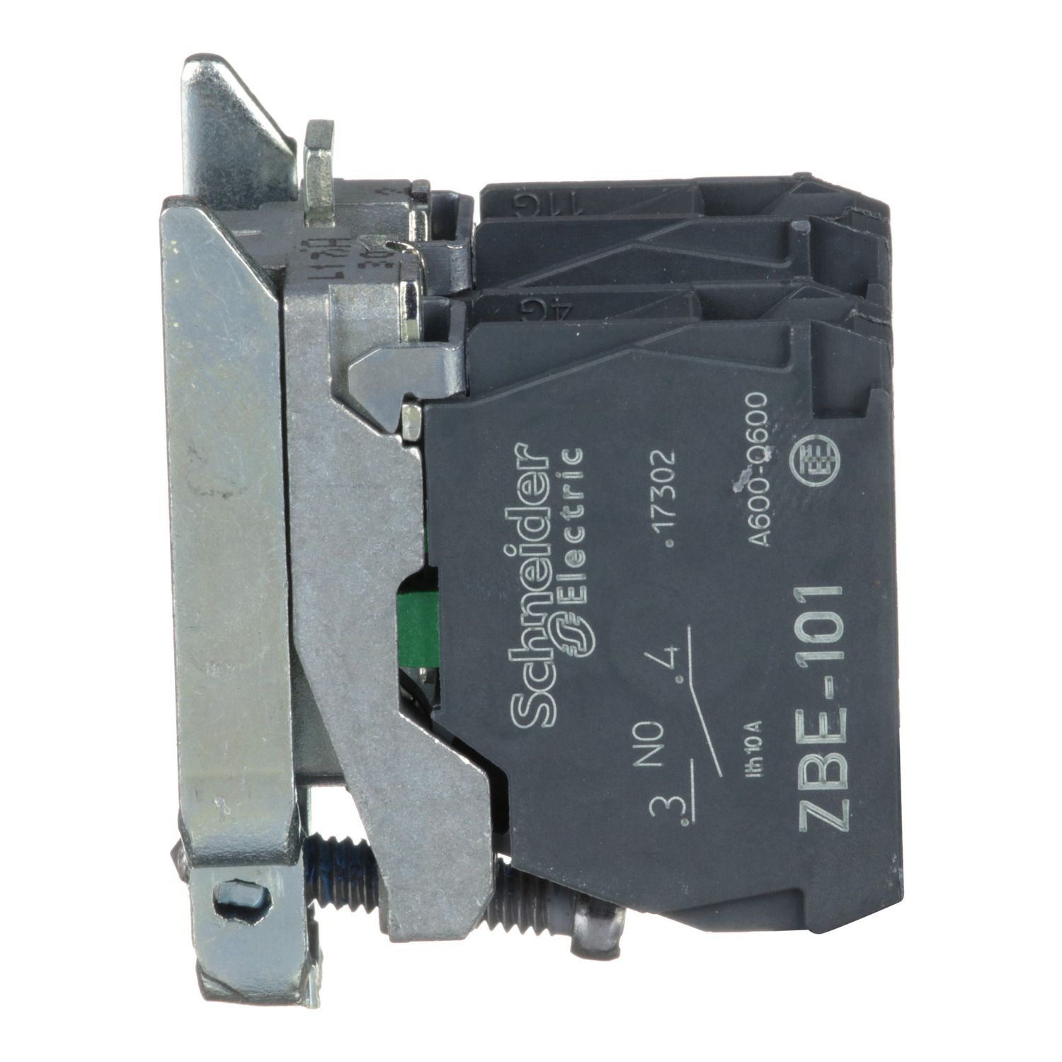 Picture of Single contact block with body fixing collar, Harmony XB4, metal, screw clamp terminal, 2NO