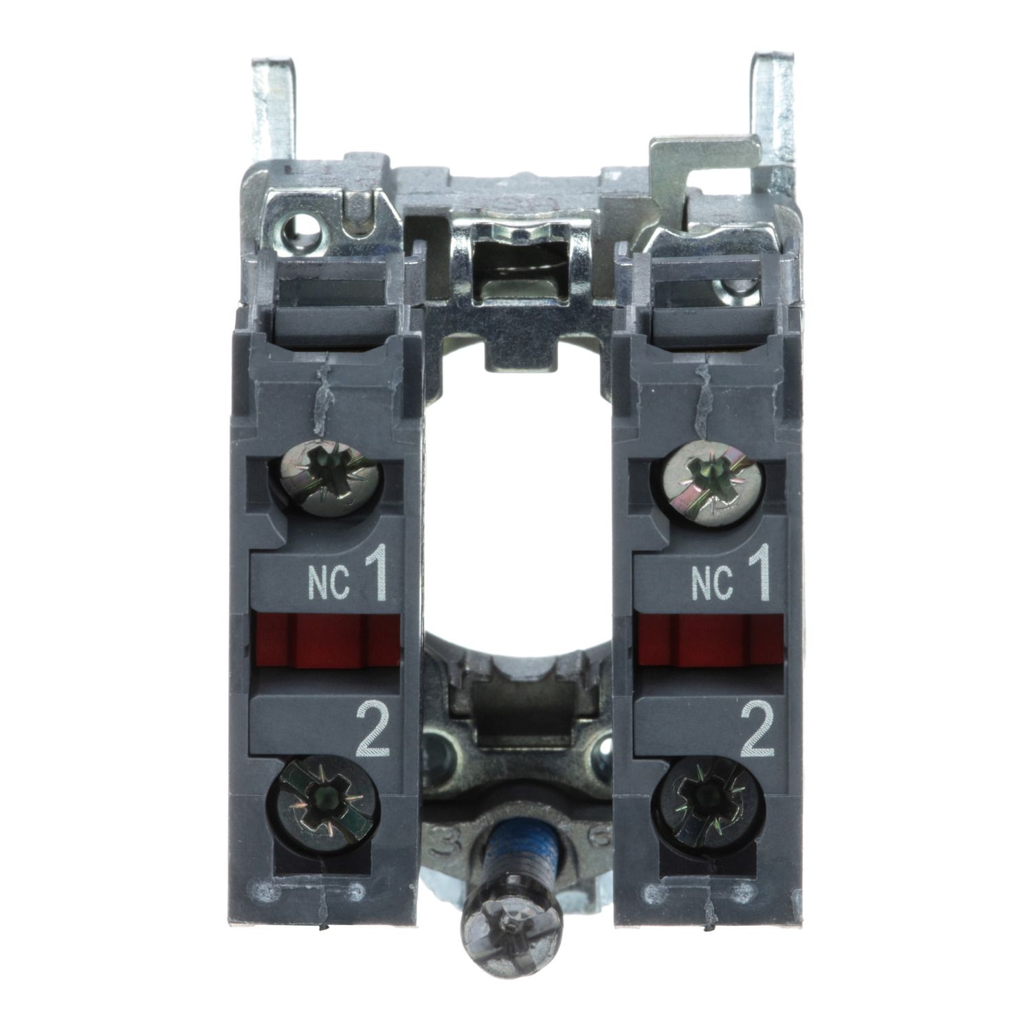 Picture of Single contact block with body fixing collar, Harmony XB4, metal, screw clamp terminal, 2NC