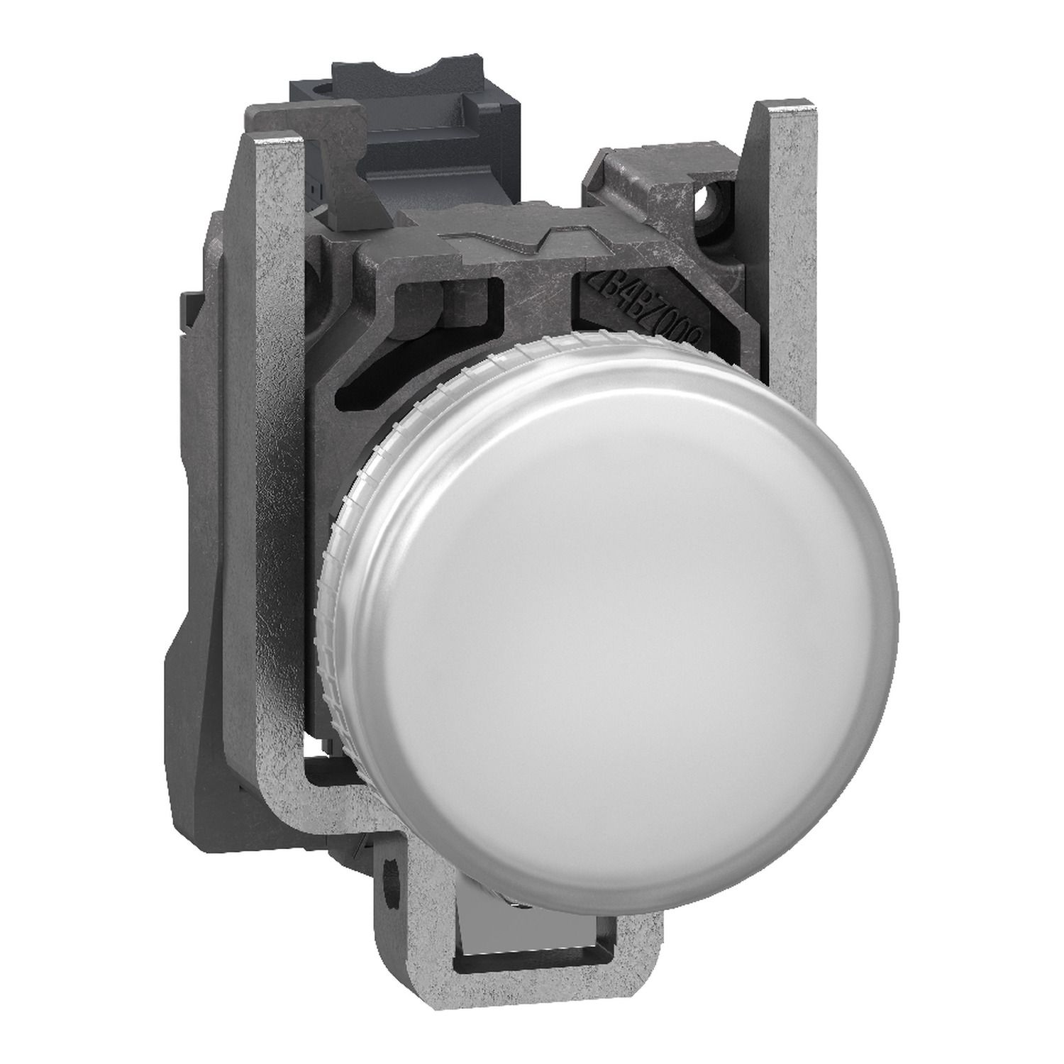 Picture of Pilot light, Harmony XB4, grey plastic, white, 22mm, universal LED, plain lens, 24V AC DC