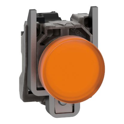 Picture of Pilot light, Harmony XB4, grey plastic, orange, 22mm, universal LED, plain lens, 24V AC DC