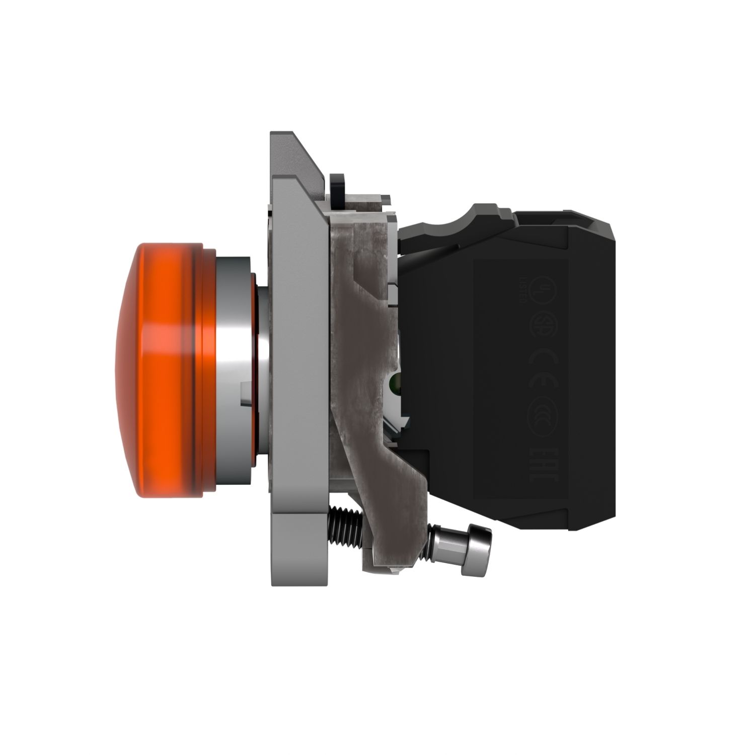 Picture of Pilot light, Harmony XB4, grey plastic, orange, 22mm, universal LED, plain lens, 24V AC DC