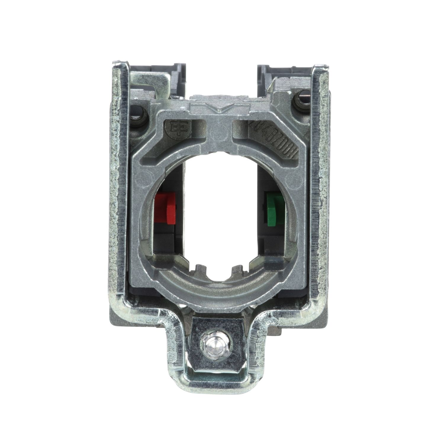 Picture of Single contact block with body fixing collar, Harmony XB4, metal, screw clamp terminal, 1NO+1NC