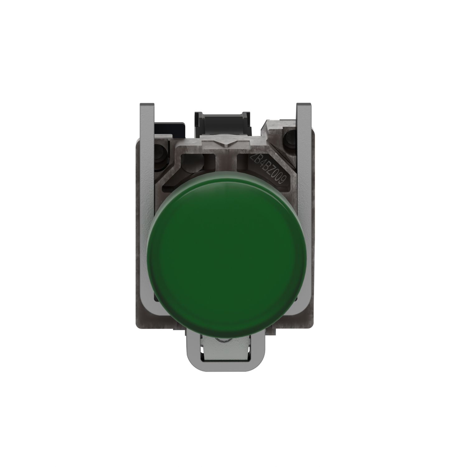 Picture of Pilot light, Harmony XB4, grey plastic, green, 22mm, universal LED, plain lens, 230...240V AC
