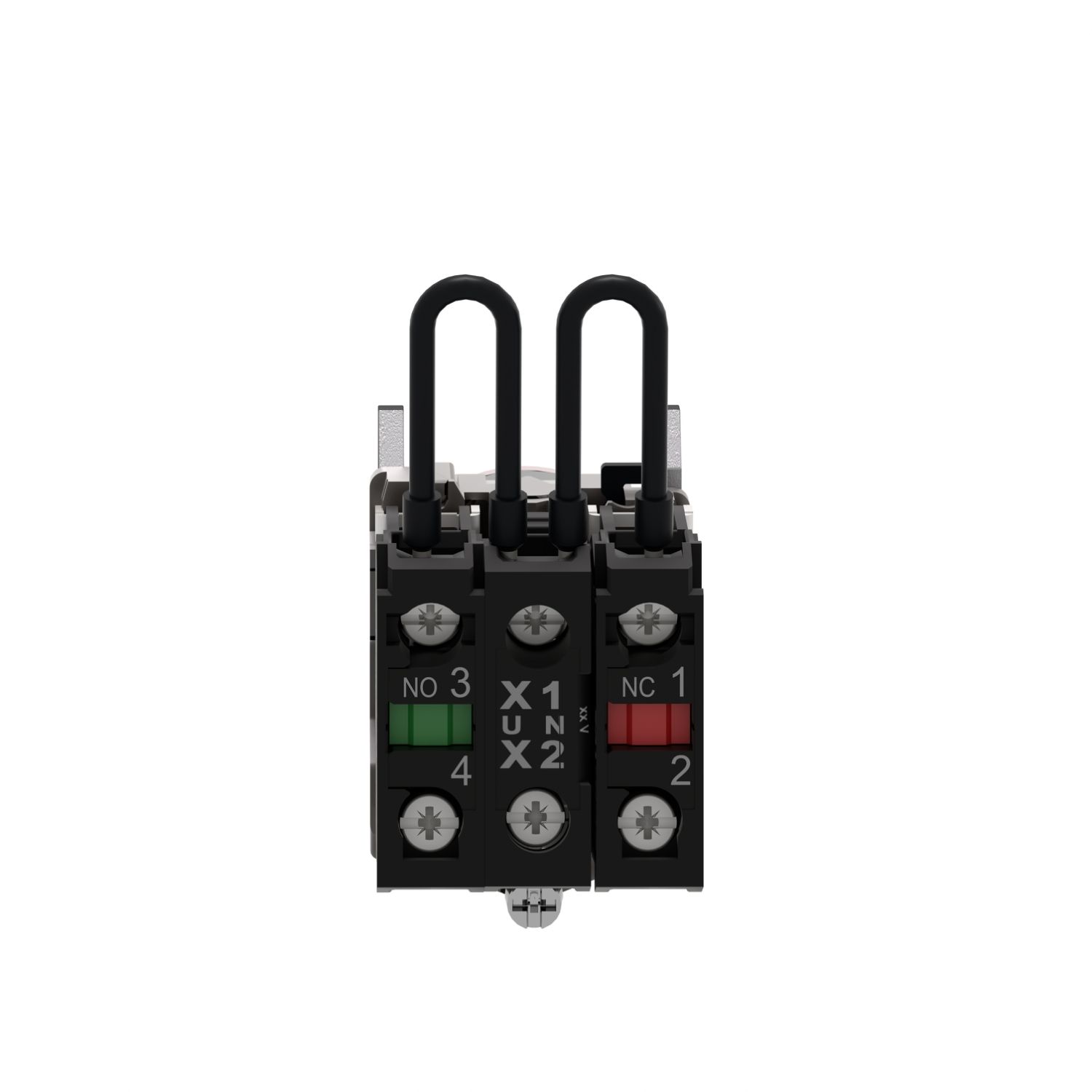 Picture of Push-to-test pilot light, Harmony XB4, metal, red, universal LED, screw clamp terminals, 24V