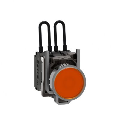 Picture of Push-to-test pilot light, Harmony XB4, metal, orange, universal LED, screw clamp terminals, 110...120V