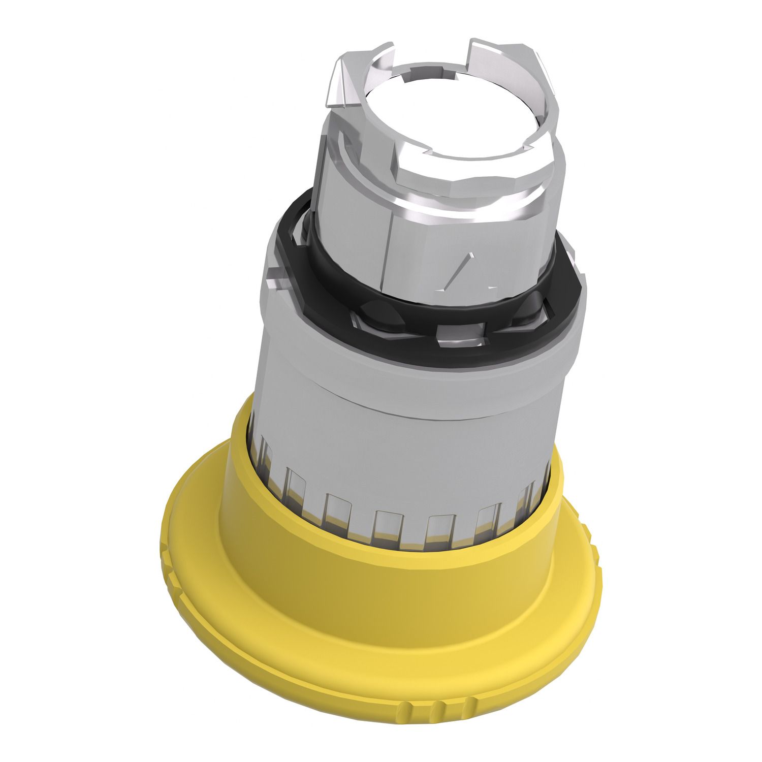 Picture of Head for non illuminated push button, Harmony XB4, Mushroom push button head 40mm, armony XB4, metal, yellow, 22mm, latching turn realease
