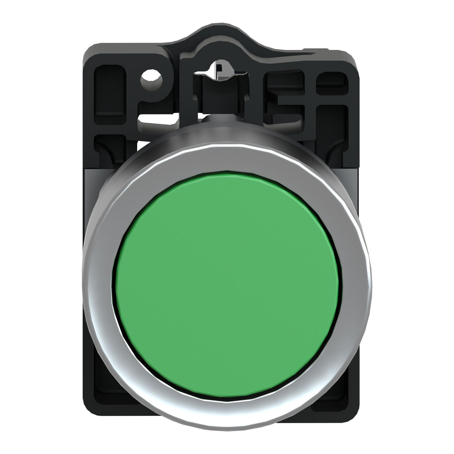 Picture of Complete push button, Easy Harmony XA2, plastic, flush, green, 22mm, spring return, unmarked, 1NO