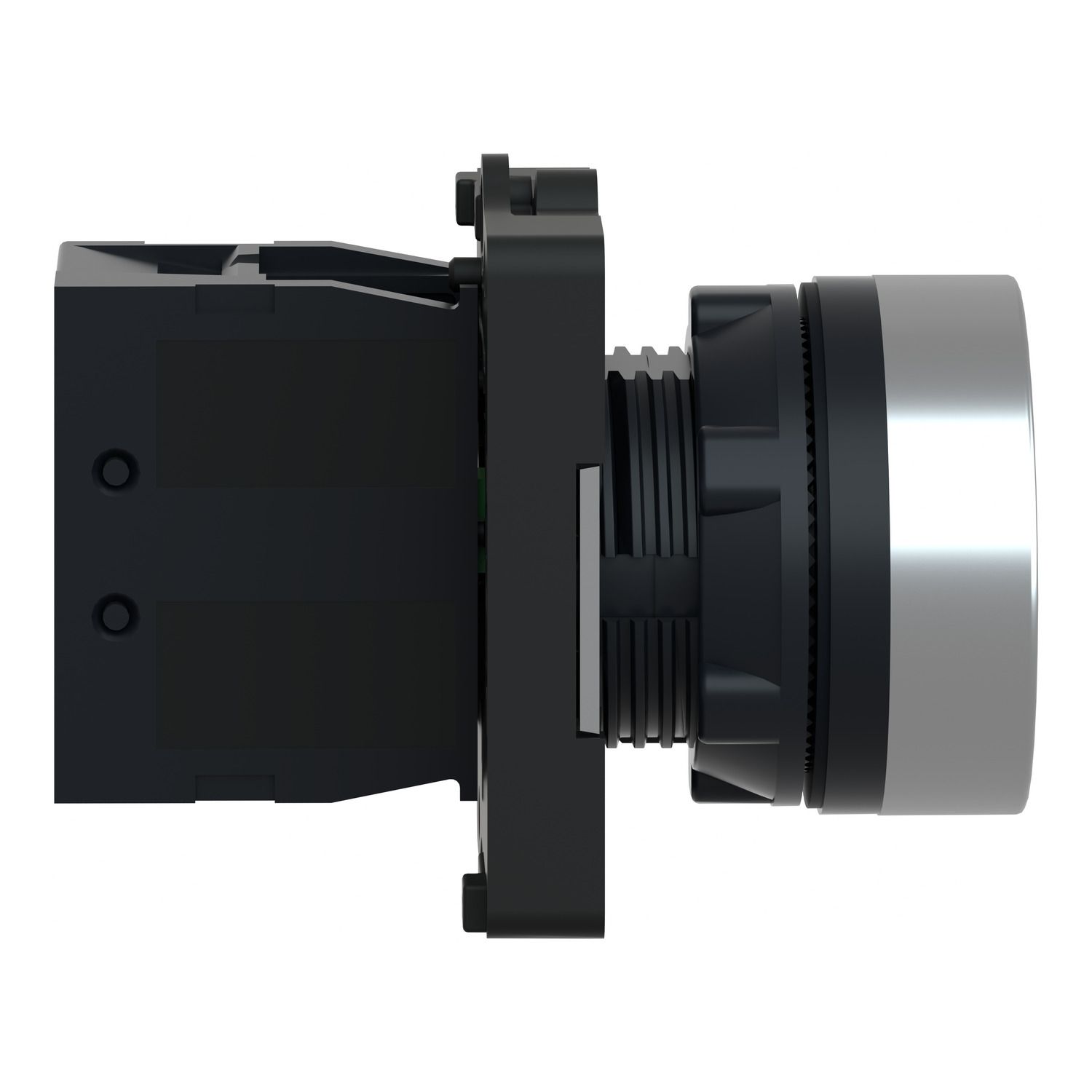 Picture of Complete push button, Easy Harmony XA2, plastic, flush, white, 22mm, spring return, marked UP ARROW, 1NO