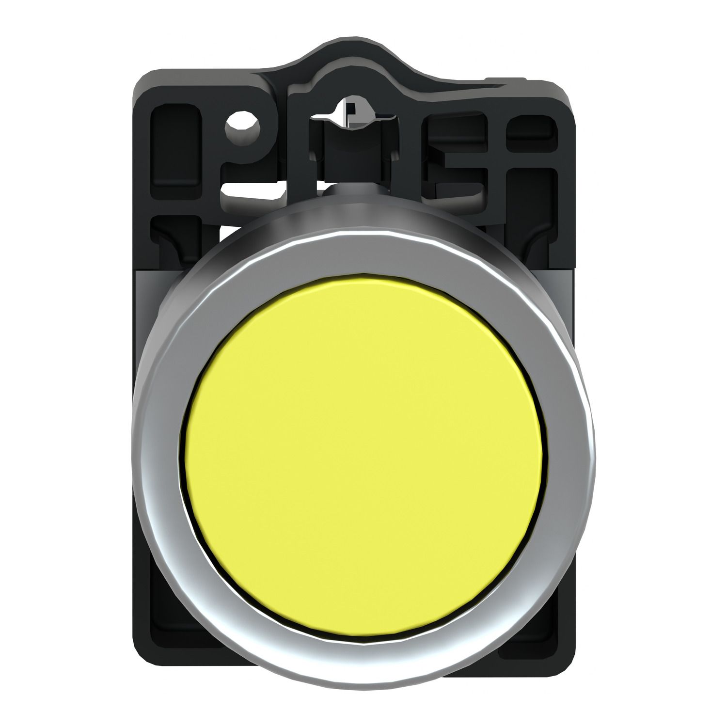 Picture of Complete push button, Easy Harmony XA2, plastic, flush, yellow, 22mm, spring return, unmarked, 1NO