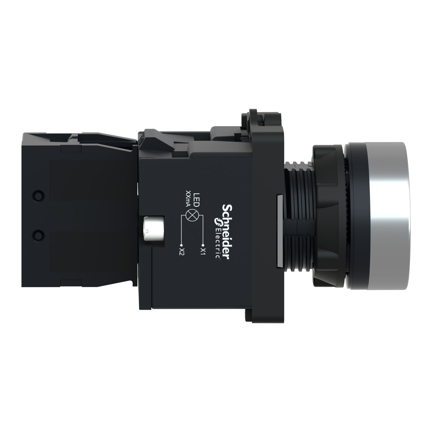 Picture of Complete illuminated push button, Easy Harmony XA2, plastic, flush, blue, 22mm, spring return, 24V AC DC, 1NO