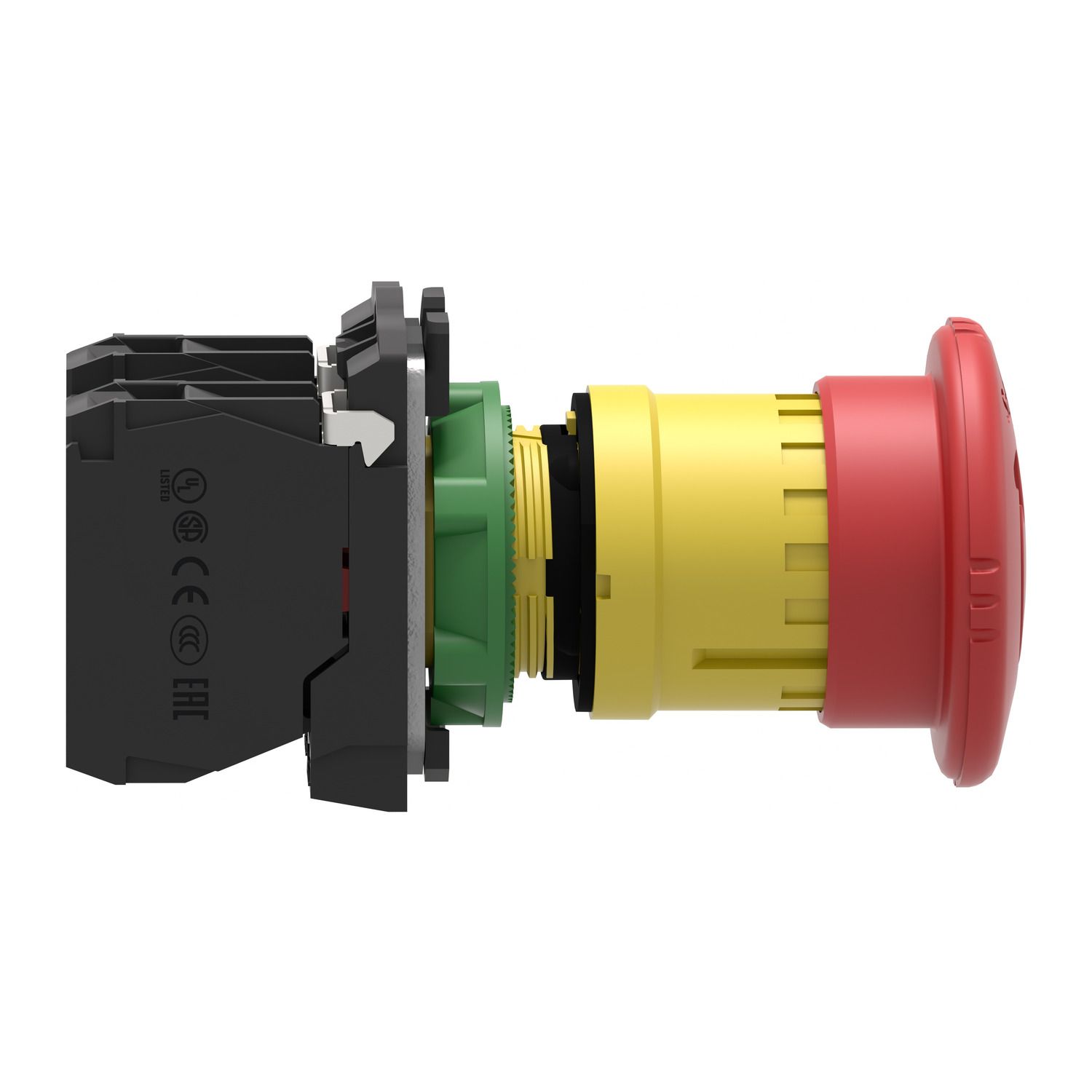 Picture of Emergency stop switching off, Harmony XB5, plastic, red mushroom 40mm, 22mm, trigger latching turn to release, 2NC