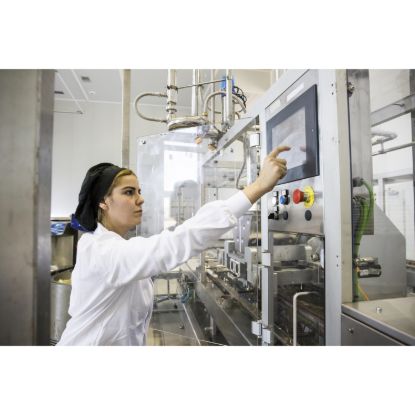 Picture of Push-to-test pilot light, Harmony XB4, metal, amber, universal LED, screw clamp terminals, 24V