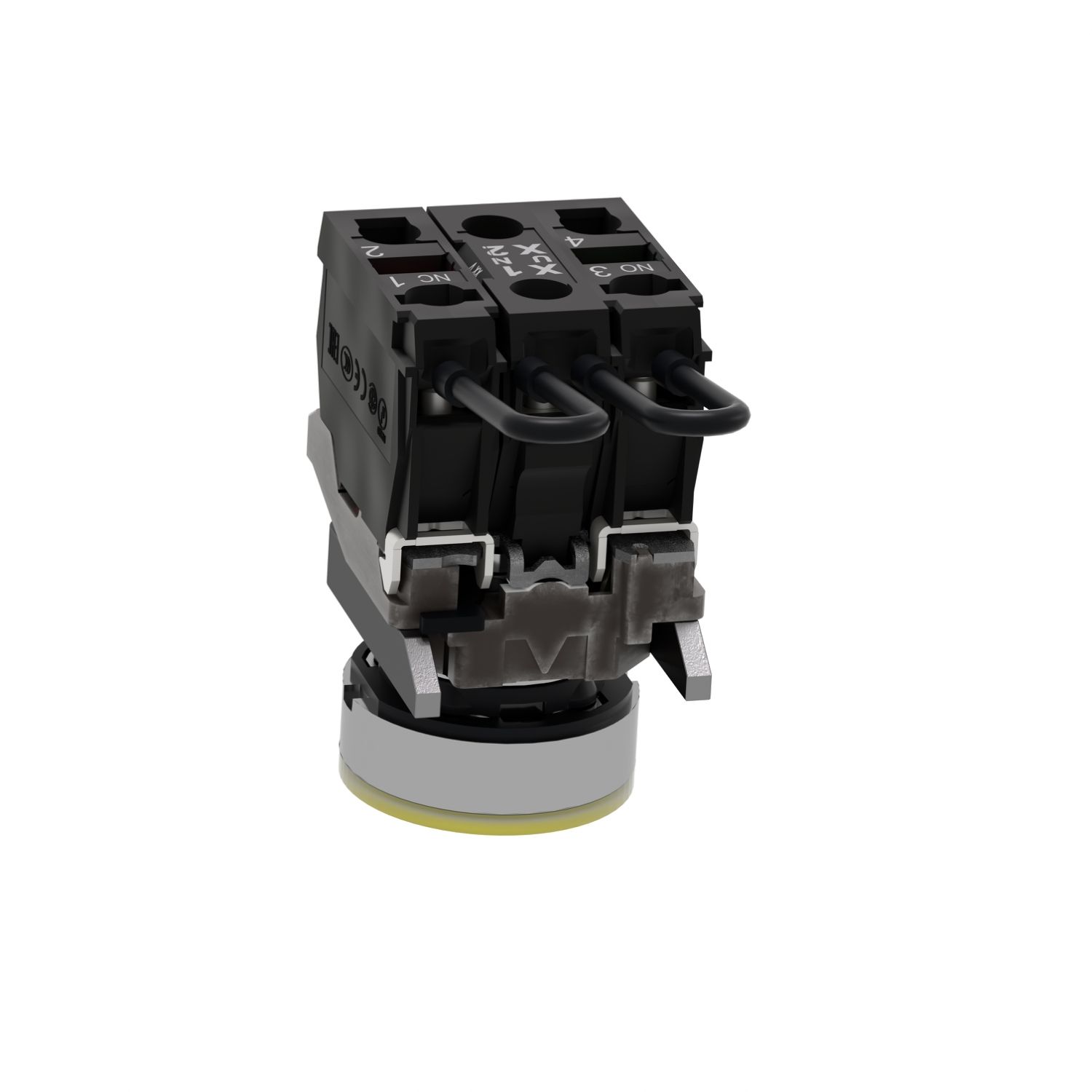 Picture of Push-to-test pilot light, Harmony XB4, metal, amber, universal LED, screw clamp terminals, 24V