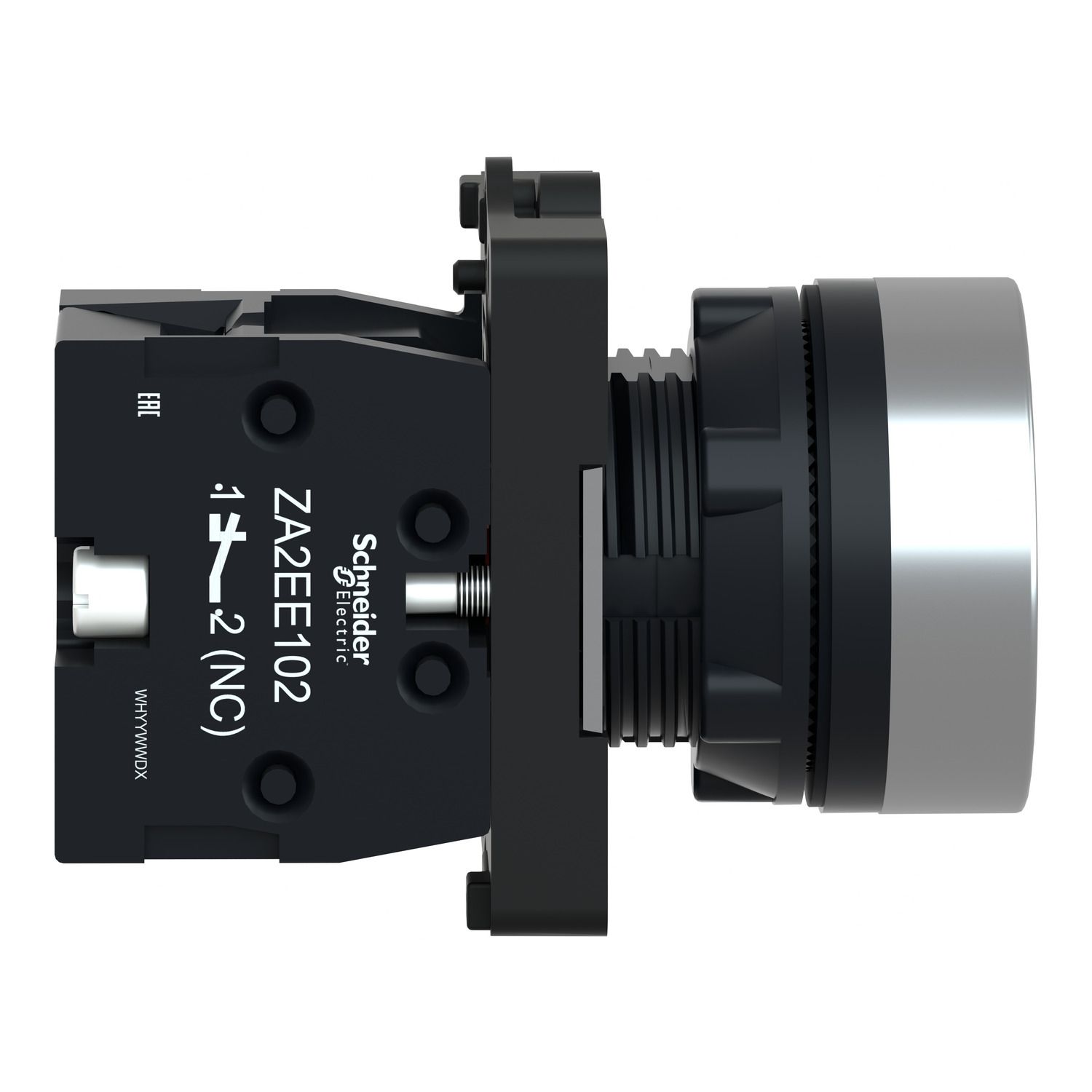 Picture of Complete push button, Easy Harmony XA2, plastic, flush, red, 22mm, spring return, marked O, 1NC