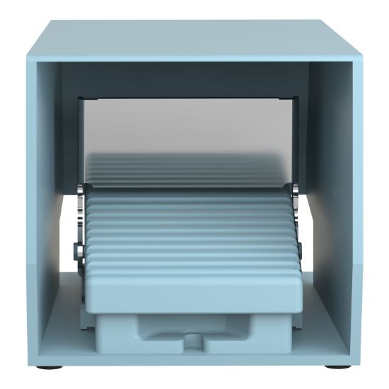 Picture of Single foot switch, Harmony XPE, metal, blue, with cover, trigger mechanism, 1 step, 1 contact 1NC+NO, IP66