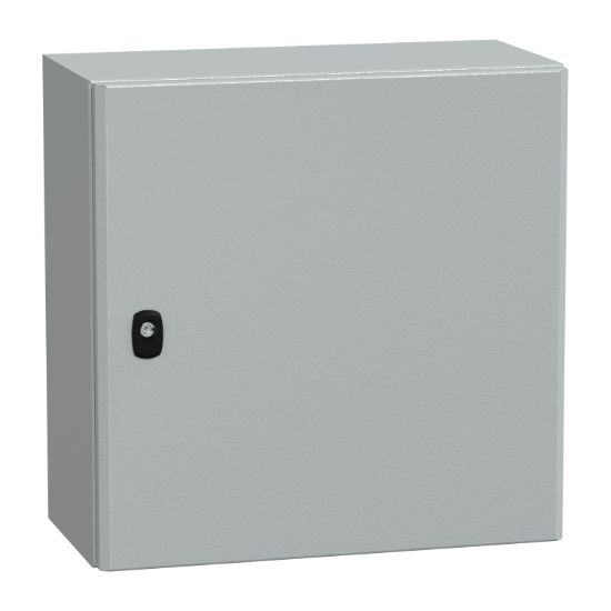 Picture of Wall mounted steel enclosure, Spacial S3D, plain door, with mounting plate, 500x500x250mm, IP66, IK10