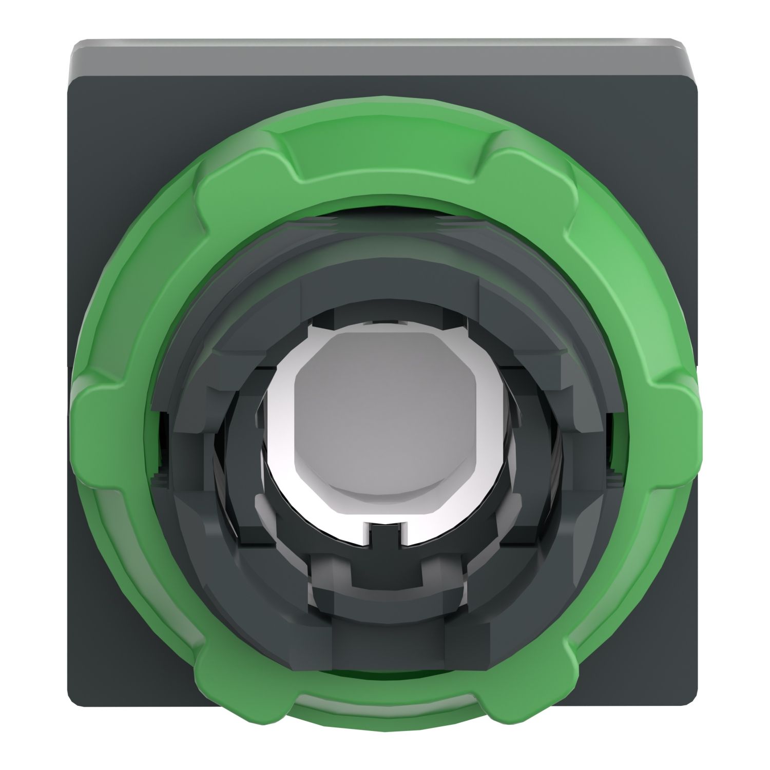 Picture of Head for illuminated push button, Harmony XB5, green square square flush, 22mm, universal LED, for insertion of legend